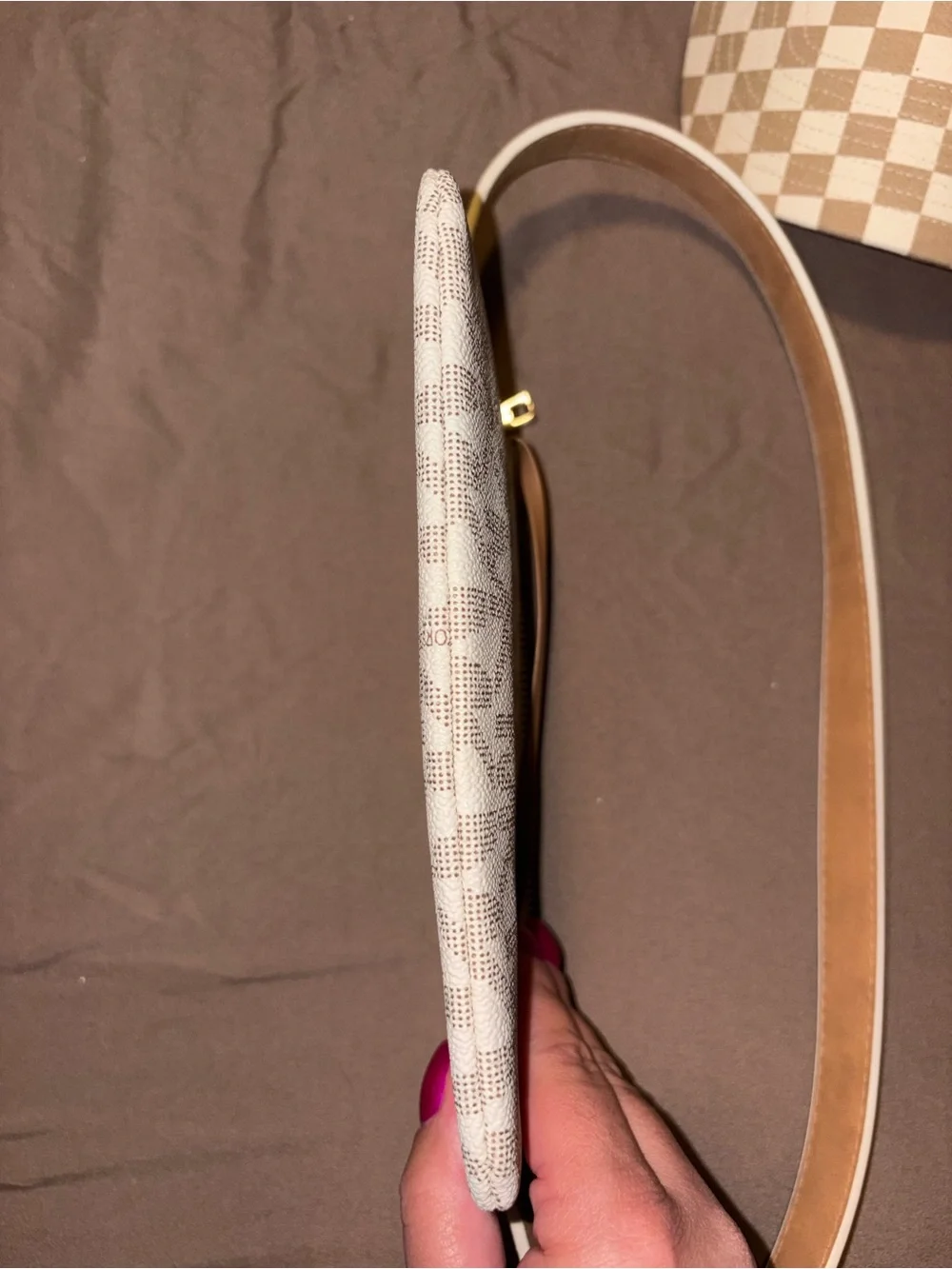Michael Kors Cream Signature MK Monogram Belt Bag with Gold Hardware
